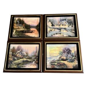 Thomas Kinkade Seasons of Reflection – Set of 4 Framed Collector Plates